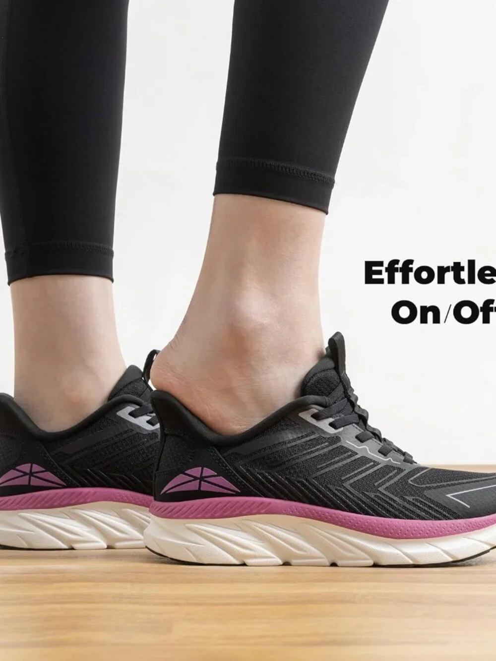 Women's Black Slip On Walking Shoes Running Comfortable Breathable Sneakers
